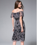  Digital Printed  silk chiffon midi dress